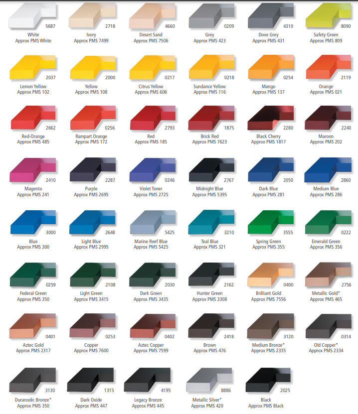 Injection Moulded Colour chart